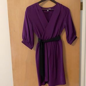 Amanda Uprichard eggplant short wrap dress.